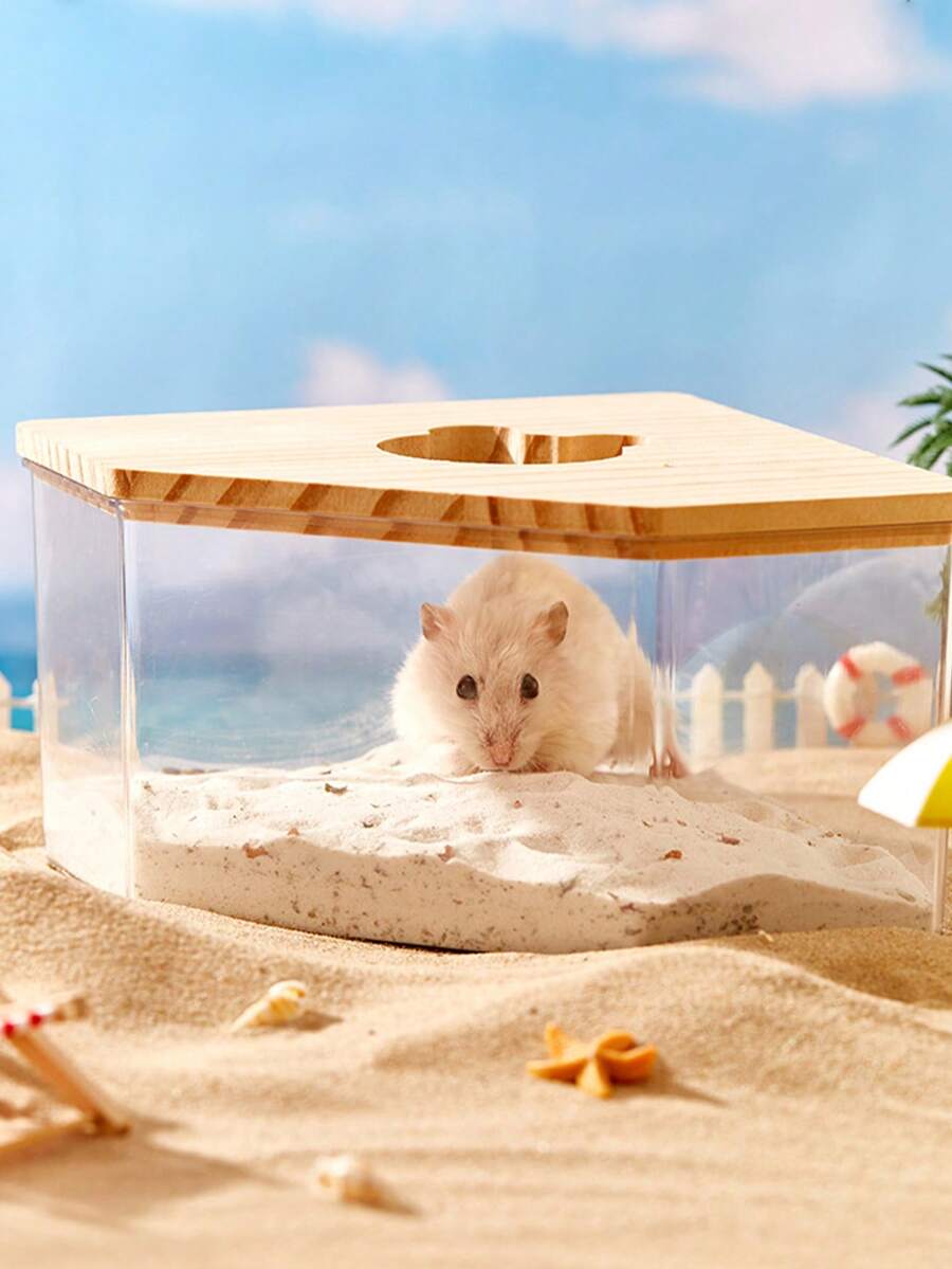 Hamster Sand Bath Shower Box Sauna Room Acrylic Digging Sand Container Bathroom Toilet For Hamsters, Hedgehogs And Squirrels - Clear - View 1