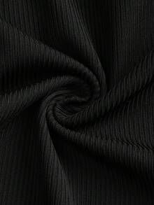 SHEIN EZwear Bộ áo liền thân dệt kim 2 mảnh màu đen trắng dành cho nữ - Nhiều màu - Xem 11