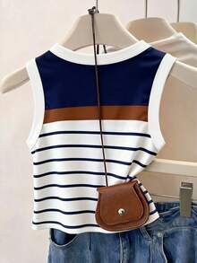 Resyla Women's Summer Colorful Striped Print Tank Top, Graphic Design, Vacation Style, Breathable & Comfortable, Versatile Casual Wear - Multicolor - View 2