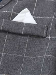 Set 2 buc: Vestă în carouri + Pantaloni, Fără accesorii, Ținută formală pentru petrecere de ziua de naștere, eveniment de seară, nuntă, botez, Ziua Îndrăgostiților, ziua de naștere, nuntă, absolvire - Gri - Vizualizare 5