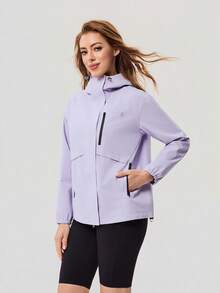 OutZeal Women Shell Jacket Camping Hiking Water-Resistant Zip Pockets Drawstring Hem - Dusty Purple - View 7