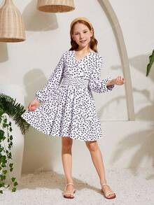SHEIN Đầm Gái phân lớp Trọn gói Dải chun Tất cả trên in Boho - trắng - Xem 3
