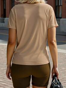 SHEIN Bear Printed T-Shirt And Solid Color Shorts 2pcs/Set - Multicolor - View 2