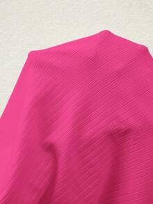 SHEIN Top de manga corta ajustado con borde de lechuga acanalado para maternidad - Rosa Fucsia - Ver 6