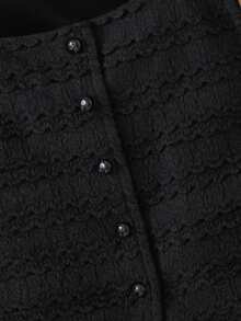 Young Girl Woven Solid Color Casual Vacation Sleeveless Textured Shirt, Summer - Black - View 6