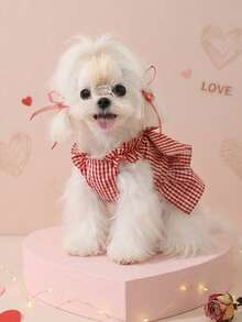 PETSIN Roupa fofa e delicada para a primavera, com estampa de corações para o Dia dos Namorados. Minissaia confortável e macia para animais de estimação, ideal para Yorkshire Terrier, Maltês, Bichon Frisé e Pomerânia. Perfeita para fotos de Dia dos Namorados, encontros familiares e uso diário. Look fashion para pets no Dia dos Namorados. - Multicolorido - Ver 4