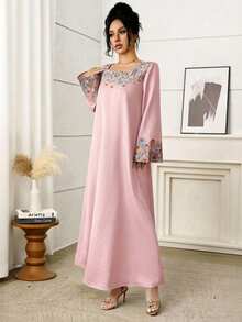 Yasmyna Đầm nữ thanh lịch in hoa, cổ vuông, tay bồng, dáng rộng phong cách Bohemian. - Hồng - Xem 5