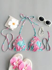 INAWLY Women's Beach Vacation Shell Print 2 Pieces Set - Blue - View 3