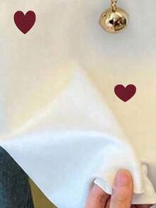 Áo thun nữ tuổi teen in hình trái tim, kiểu dáng rộng rãi, phối màu tương phản, cổ tròn. - Nhiều màu - Xem 4