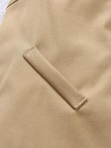 Elegant Boys Khaki Polyester Vest Shorts Suit Outfit With Shirt Collar Regular Sleeve Double Button Details - Khaki - View 8