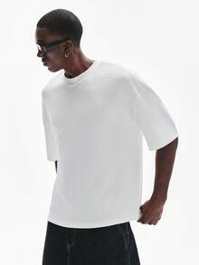 STYNVO Áo thun nam tay ngắn màu trơn, áo thun nam dáng rộng mùa hè, áo thun nam vai rớt, áo thun trắng dáng rộng phong cách đường phố, áo thun nam cỡ lớn - trắng - Xem 5