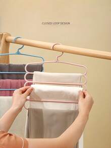 6-Pcs 4-Pcs /2-Pcs /1 Pc Wardrobe Storage Hangers, 5-Layer Plastic Scarf Rack, Optional Upgraded Thicker Version For Greater Durability. Wardrobe Hangers For Pants, Scarves, And Ties. - Multicolor - View 2