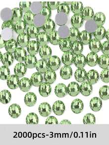 2000pcs 3-6mm Green Flat Resin Rhinestones, Round Jelly Gemstones For Making Accessories Shoes, Clothes, Cosmetics, Bags, Decoration - Green - View 8
