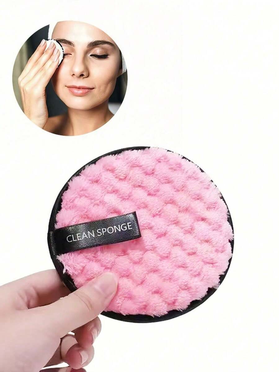 1/3/6PCS Round Soft Easy-To-Use Facial Cleansing And Makeup Remover Pads For Travel Daily Beauty Care - Pink - View 1