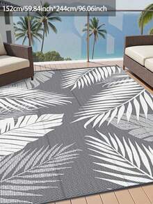 Thảm ngoài trời chống thấm nước 5ft x 8ft, thảm nhựa hai mặt dùng trong nhà và ngoài trời cho sân hiên, xe RV, hiên nhà, ban công, sân sau, xe cắm trại, dã ngoại, màu xám và trắng. - Xám - Xem 9