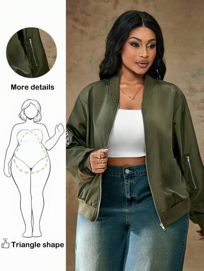 Truni Plus Size Women's Autumn New Fashion Business Casual Women Fall Women Jacket Long Sleeves Woman Fall Jackets Coat Casual Commuter  Green Bomber Jacket Winter