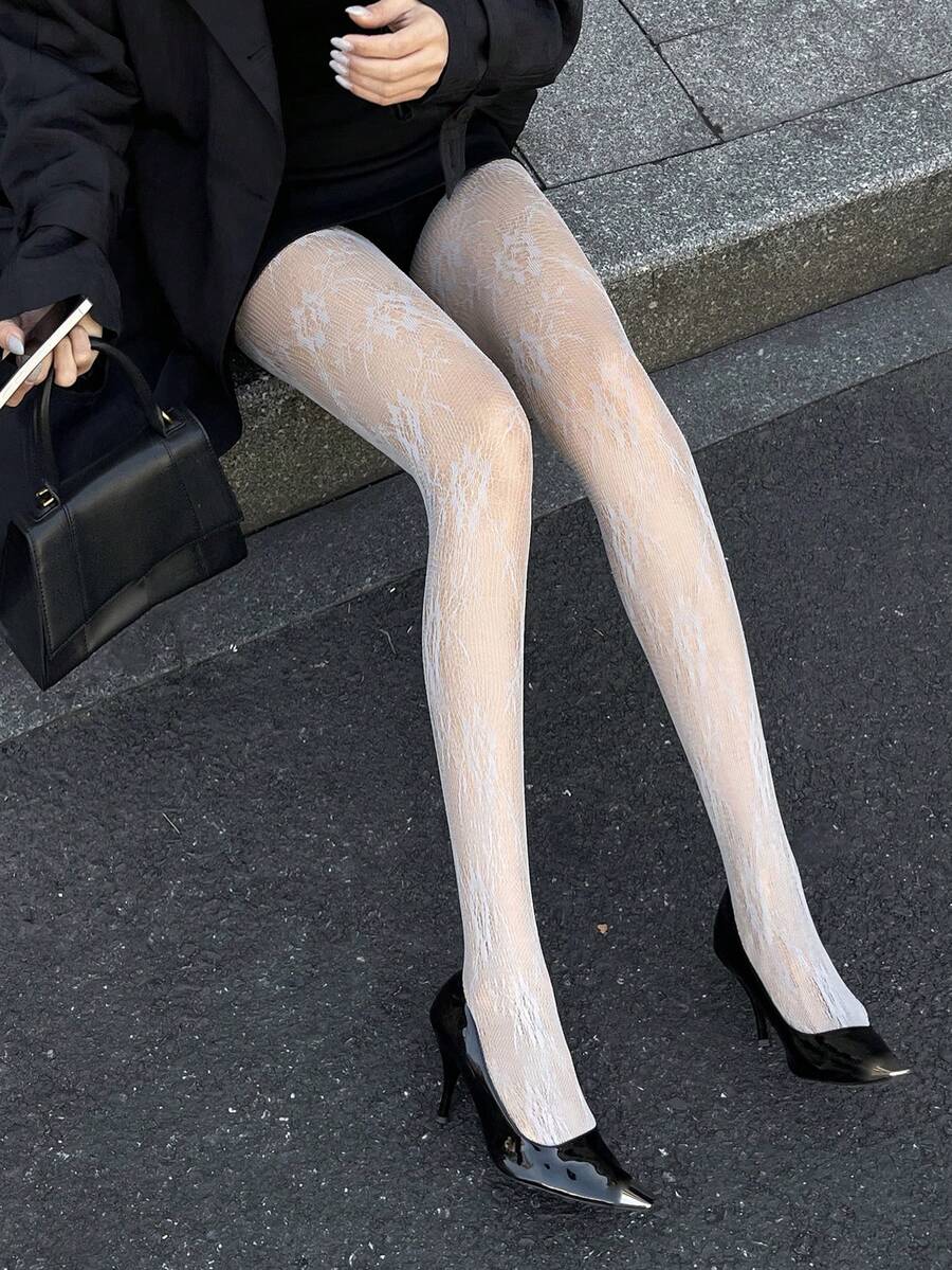 DAZY Women's Lace Sexy Skinny Leggings - Light Grey - View 1