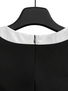 GlowEve CURVE Plus Size Elegant Colorblock Sleeveless Dress, Summer - Black - View 4