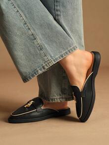 Rosivie Zapatos planos de mujer de estilo casual y versátil con cierre de deslizamiento - Negro - Ver 4