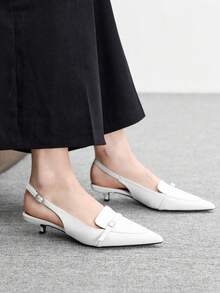 CUCCOO BIZCHIC 新款尖头露跟猫跟女鞋 - 白色 - 查看 4