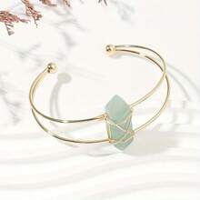 Cirelle 天然石六边形手镯 – 开口式，金属丝缠绕，时尚宝石手链，女士佳选，节日及派对礼物之选 - 彩色 - 查看 10