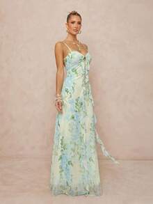 Lumalex Women's Printed Open Back Spaghetti Strap Dress - Multicolor - View 5