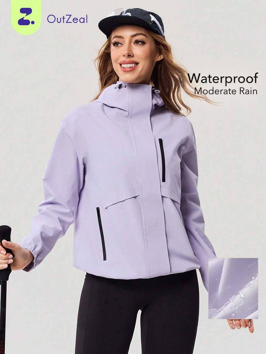 OutZeal Women Shell Jacket Camping Hiking Water-Resistant Zip Pockets Drawstring Hem - Dusty Purple - View 1