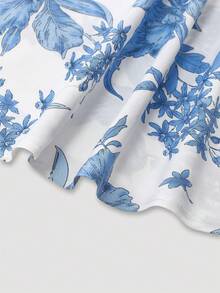 Franclia 大码女式印花雪纺喇叭袖外套和吊带裙两件套，优雅度假装，印花连衣裙搭配雪纺开衫，度假女装半身裙套装，夏季两件套，蓝白连衣裙，女士夏季套装，夏季半身裙套装，夏季两件套，夏季连衣裙搭配罩衫，女士夏季套装，印花吊带裙，度假女装 - 藍白色 - 查看 4