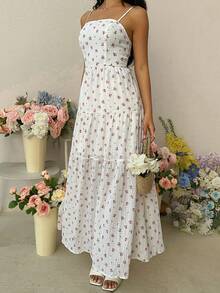 Franclia 女士休闲碎花无袖连衣裙，适合度假 - 彩色 - 查看 7