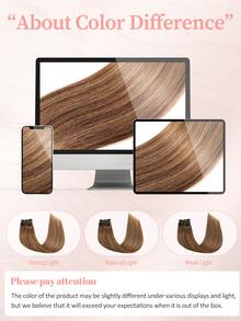 7PCS With 20 Clips 120G Double Weft Invisible Clip In Hair Extensions Human Hair #T4-P4/27 Balayage Chocolate Brown To Caramel Blonde Real Human Hair Clip In Extensions Human Hair Extensions Real Double Weft Human Hair Clip Ins 14-22 Inch For Women/Girls Daily Use And Thin Hair And Salon Use - ST4-P4/27 - View 8