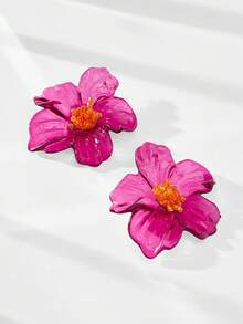 Maija Exaggerated Fashion Acrylic Transparent Purple Flower Stud Earrings - Purple - View 3