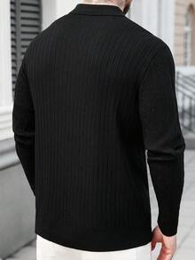 Manfinity Homme 男士休闲纯色针织衫，秋冬男士针织长袖春夏服装黑色毛衣，绞花针织毛衣男士Polo衫，男士针织衫，男士高尔夫球衫，男士服装在线春夏男士服装，男士针织衫，男士黑色Polo衫，男士针织Polo衫，男士拉链针织Polo衫，黑色长袖针织衫，男士针织衫，男士针织Polo衫，男士毛衣上衣，黑色长袖衬衫，男士黑色翻领衬衫 - 彩色 - 查看 2