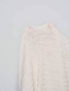 Lumivelle Black Patchwork Crew Neck Loose Casual Knit Pullover Top, Spring/Summer - Apricot - View 8