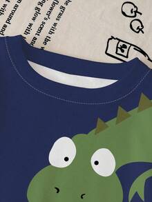 1 Set de Bebé Niño Casual Lindo Estampado de Dinosaurio de Dibujos Animados Conjunto de Sudadera Cuello Redondo y Pantalón de Chándal, Otoño/Invierno - Multicolor - Ver 5