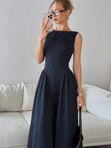 Siren Gaze Women's Sleeveless Striped Dress, Fashionable For Commuting In Summer - Blue - View 4