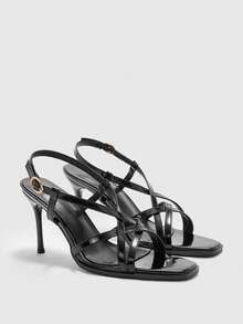 CUCCOO BIZCHIC Giày cao gót mũi hở gót sexy mới mùa hè 2025 dành cho nữ - màu đen - Xem 7