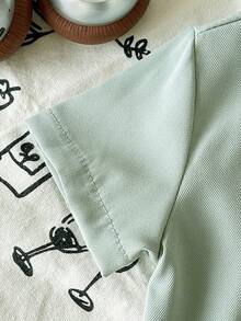 SHEIN Playful Pals Kemeja Lengan Pendek Musim Panas untuk Bayi Laki-laki - Hijau - View 9