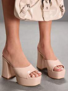 CUCCOO SZL ANKLE STRAP OPEN TOE HIGH HEEL SANDALS VACATION SHOES, FOR SUMMER Valentine Gift Summer Shoes Spring Shoes Spring Break Easter Prom Heels Valentine's Day - Apricot - View 3