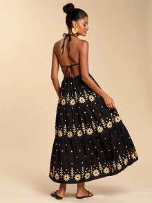 Travachic 女士全印花露背吊带休闲度假连衣裙 - 彩色 - 查看 2