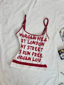 Rina Fox Women's Fashionable Printed Camisole Top, Summer - Red - View 4