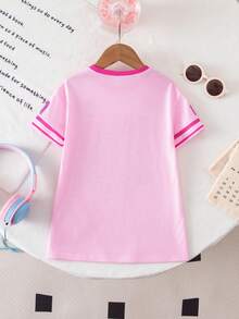 SHEIN One-Piece Cute Baby Girl T-Shirt, Street Style Knit Striped Round Neck Loose Short-Sleeved Dress, Suitable For Birthday Parties, Baptisms, First Birthday Celebrations, Parties, Performances, Weddings And Other Occasions. Dresses For Girls Pink Toddler Pink Dress Pink T-Shirt Dress Casual Pink Toddler Dress Girls Athletic Dress 3t Girl Dress Girl Sports Dress Toddler Streetwear Pink Graphic Dress Toddler Summer Dress - Pink - View 5
