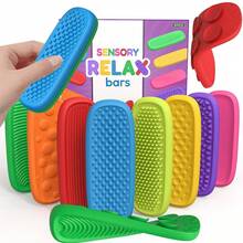 Zazumi 8件/16件装指尖玩具 - 硅胶感官石，缓解焦虑，升级版纹理感官石，带吸盘底座，硅胶纹理减压玩具，色彩鲜艳的酷炫玩具（形状、颜色和包装细节随机） - 彩色 - 查看 9