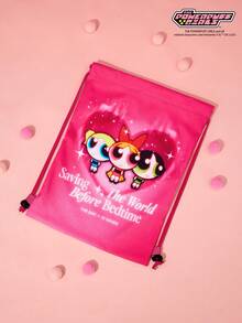 THE POWERPUFF GIRLS X Joivida Túi dây rút Powerpuff Girls – "Cứu thế giới trước giờ đi ngủ" - Màu Hồng Tươi - Xem 6