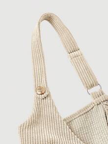 SHEIN MOD Plus Size Retro Corduroy Camisole Double-Breasted Bra Top & Wide Leg Pants 2 Pieces Set - Beige - View 4