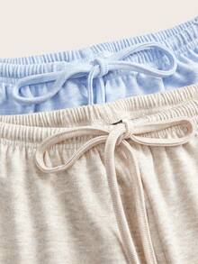 SHEIN EZwear 两色可选 女士针织系带腰休闲阔腿裤 - 彩色 - 查看 7