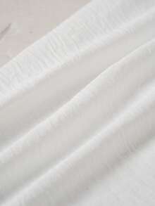 Franclia Summer Vacation Bubble Long Sleeve Sexy V-Neck Tie-Up Floral Hem Cropped Women's Shirt, Backless Criss-Cross Strap, White Blouse, Women Beach Outfit - White - View 7