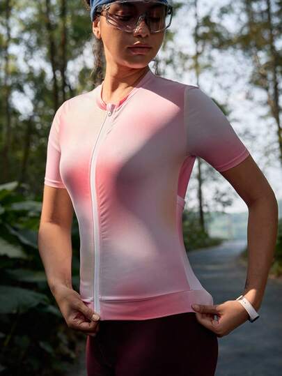 Exploreva Women's Professional Cycling Jersey - Printed Short Sleeve Zippered Sports Top With Anti-Slip Silicone & Back Waist Pockets - Designed Specifically For Female Cycling Enthusiasts