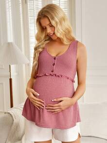 SHEIN Sleeveless Nursing Top With Half-Open Front