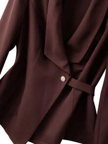 GlowEve Damen eleganter plissierter Mesh-Pailletten-Rock & Blazer Zweiteiler - Braun - Übersicht 5