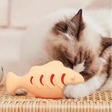 1pc/Beloved Little Pet Cat, Dog Toy Silicone Fish Cub, Self Fun Teasing Cat Stick, Fish Bite Fun Cat Utensils, Pet Toys, Pet Supplies - Multicolor - View 2